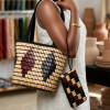 Handcrafted Geometric Beaded Tote & Matching Purse