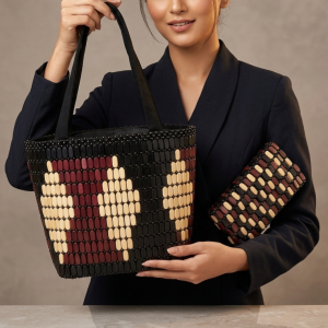 Exquisite Handcrafted Beaded Tote & Clutch Set