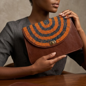 Beaded Artisan Leather Clutch