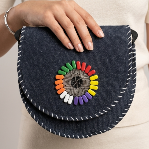 Vibrant Artisanal Denim Crossbody Bag