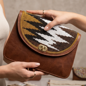 Handcrafted Maasai-inspired leather clutch