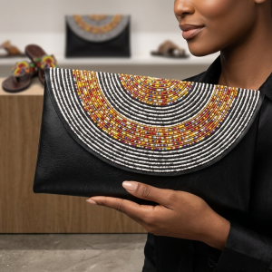 Hand-crafted Maasai-inspired beaded clutch