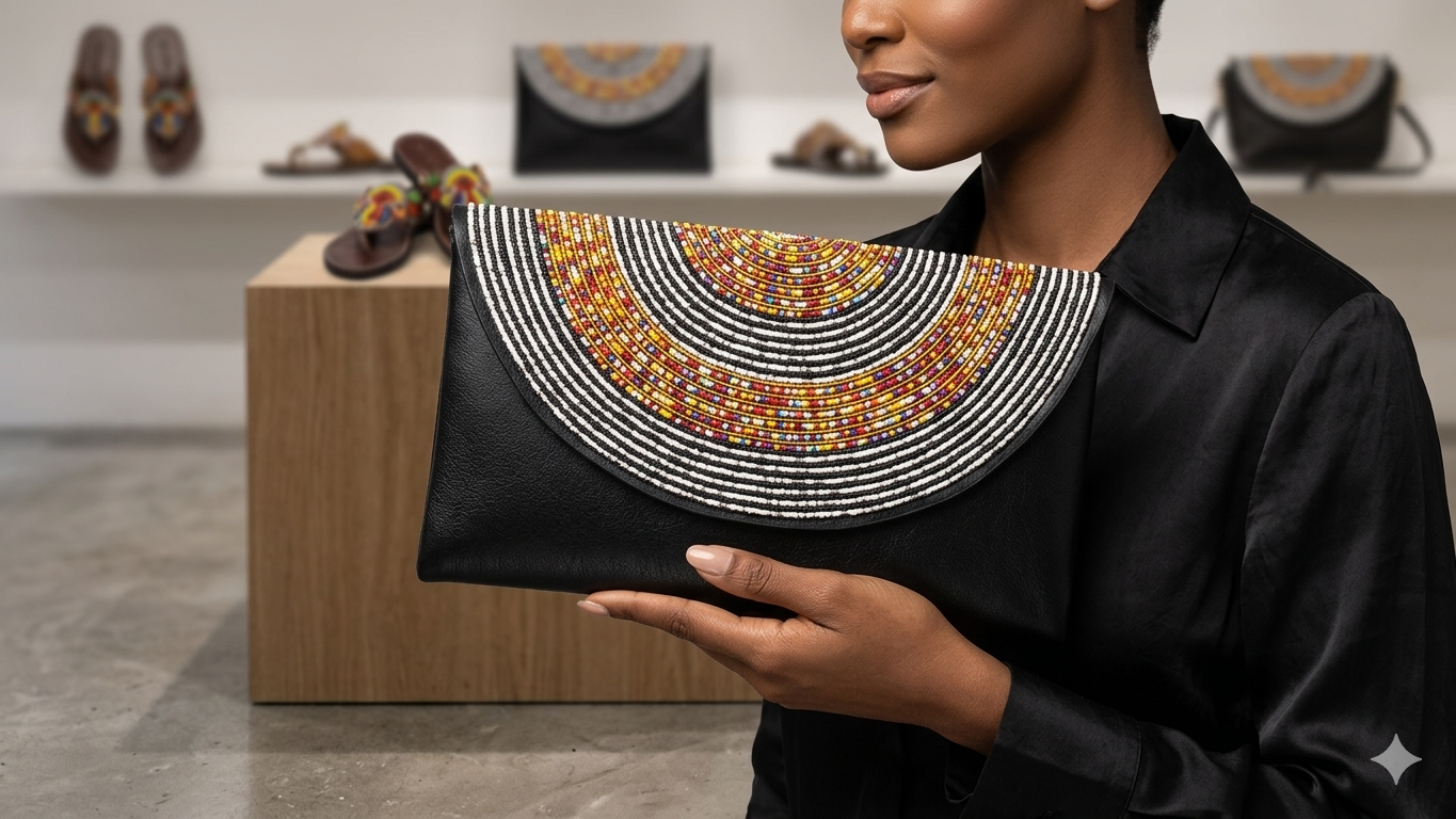 Hand-crafted Maasai-inspired beaded clutch