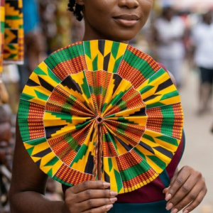 Handcrafted Kente folding fan