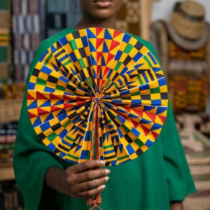 Handcrafted Kente-Pattern Folding Fan