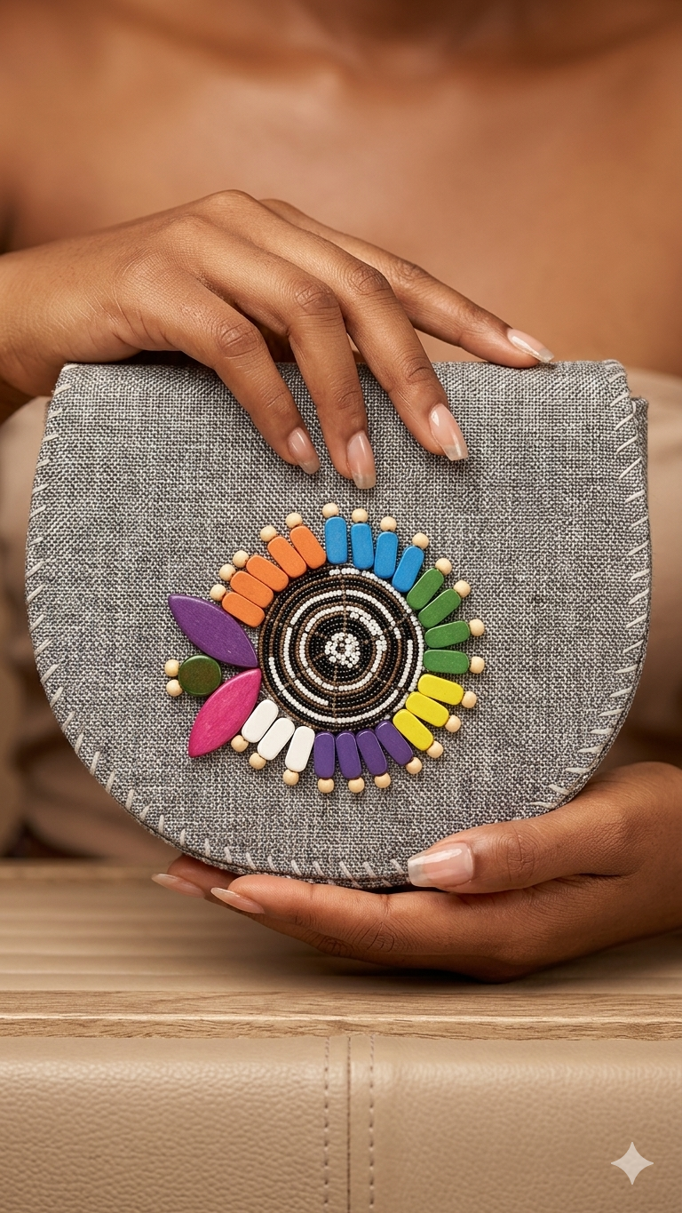 Handcrafted Multi-Color Beaded Crossbody Bag