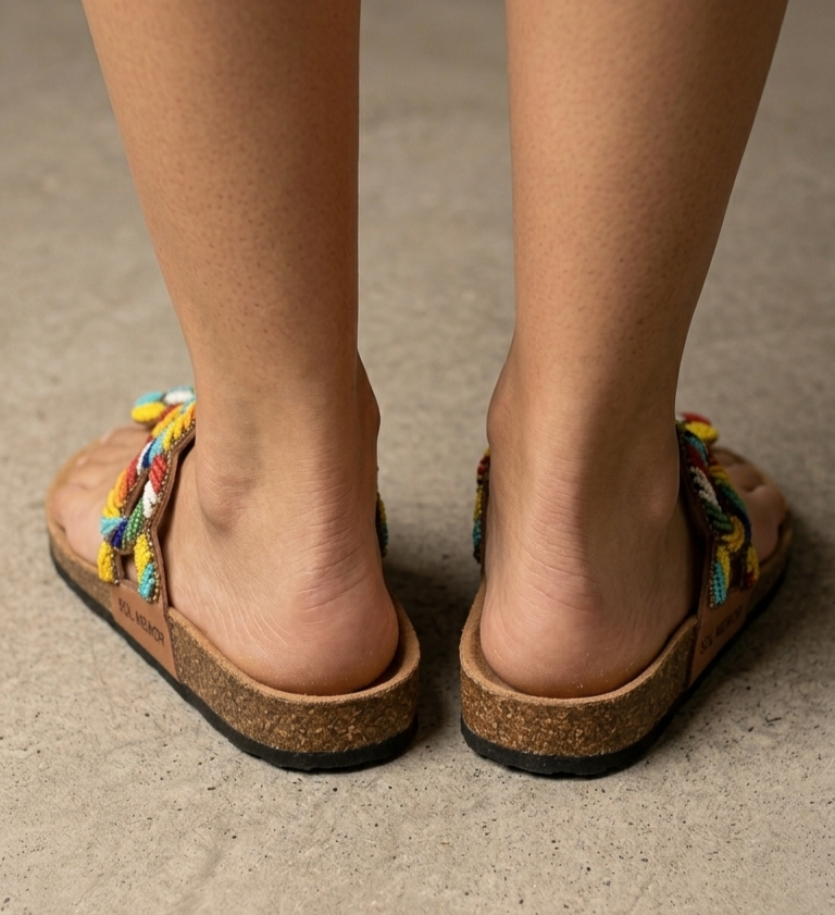 Artisanal Beaded Cork Slippers - Image 3