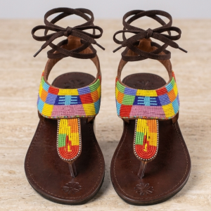 Handcrafted Maasai-Inspired Beaded Leather Sandals