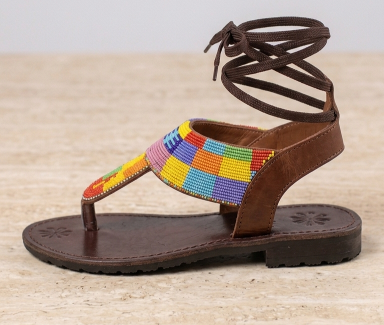Handcrafted Maasai-Inspired Beaded Leather Sandals - Image 4