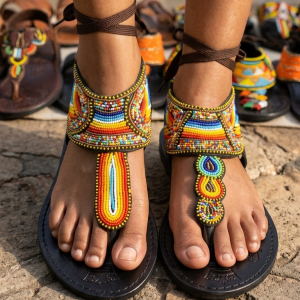 Handcrafted Maasai Beaded Leather Sandals