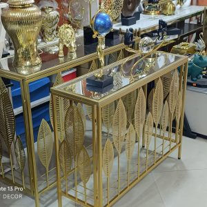 Mirror Top Metal Minimalist Console Table