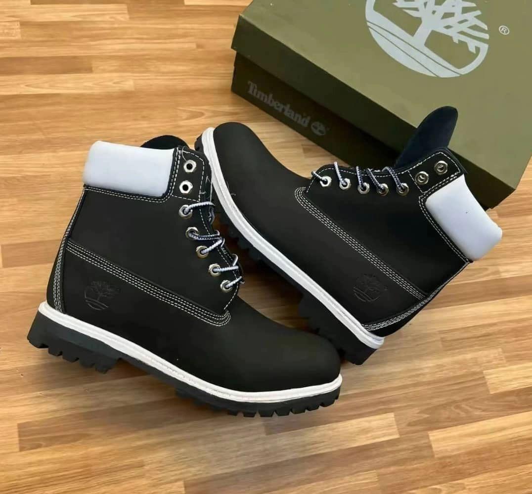 Timberland boots in a black and white colorway