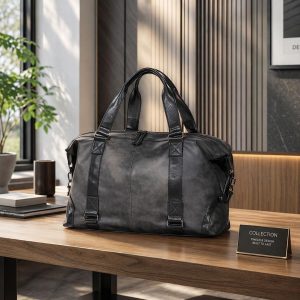 Elite Executive Weekender – Rugged Slate Leather Duffle