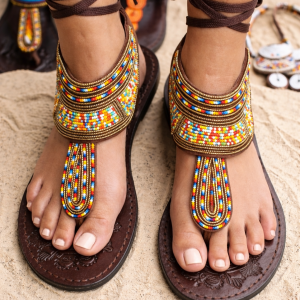 Handcrafted Artisanal Maasai Beaded Leather Sandals