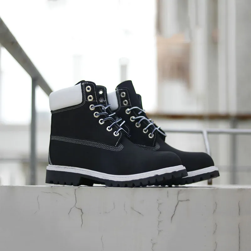 Timberland boots in a black and white colorway - Image 2