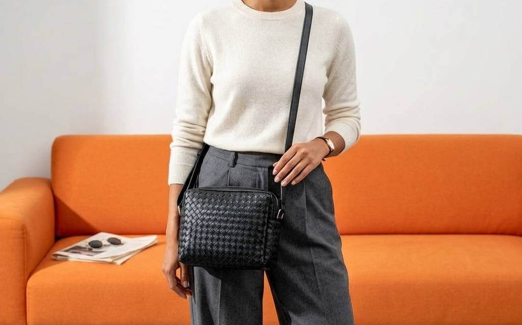 Woven Leather Crossbody Bag - Image 2