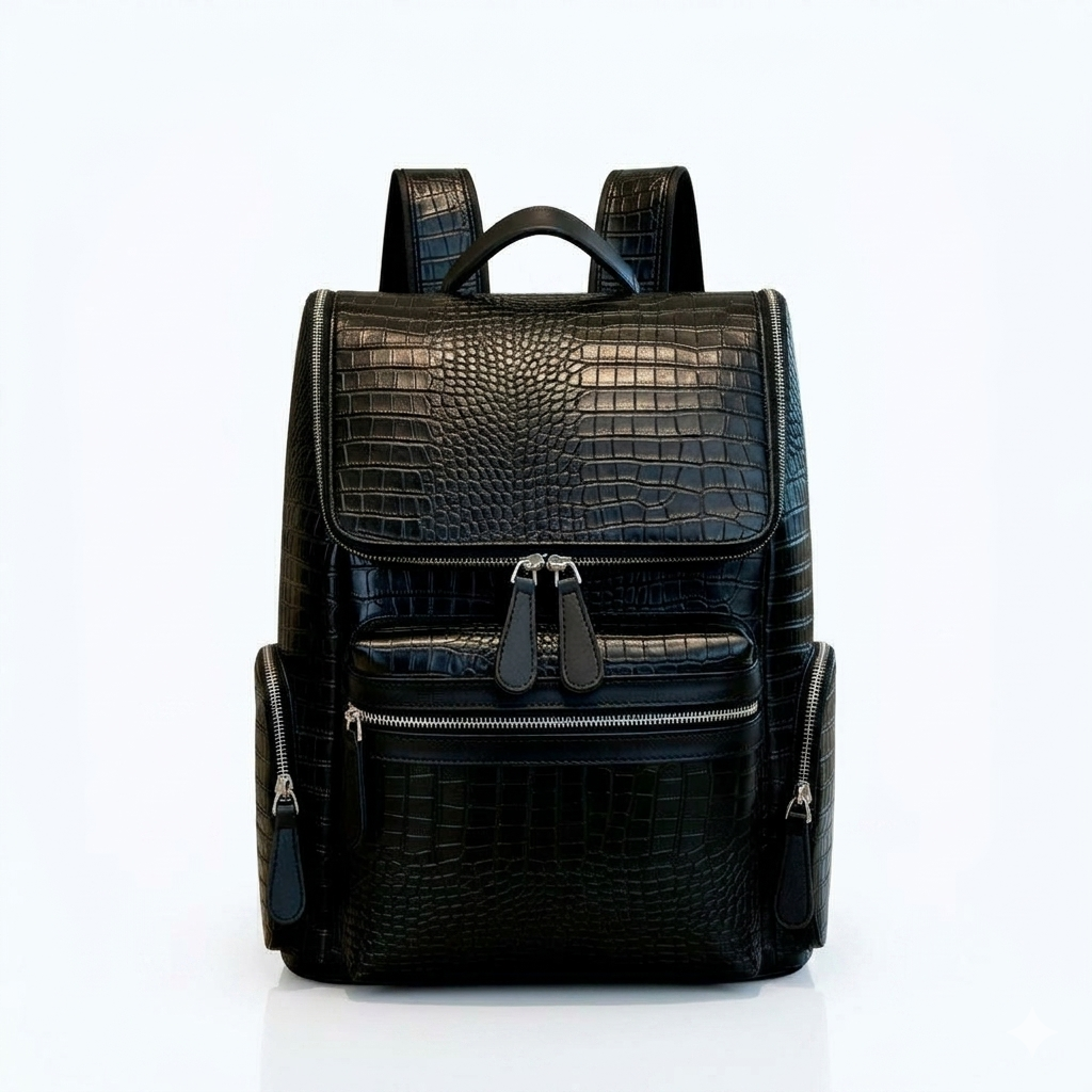 Luxury Croco-Embossed Executive Backpack