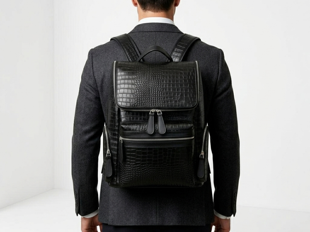Luxury Croco-Embossed Executive Backpack - Image 4