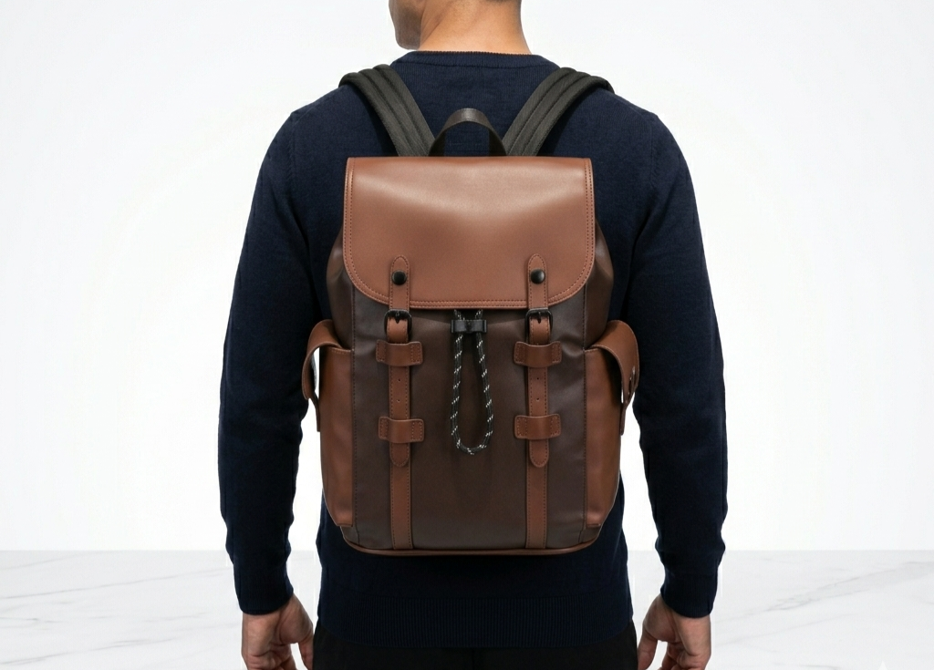 Premium Dual-Tone Leather Heritage Backpack - Image 3