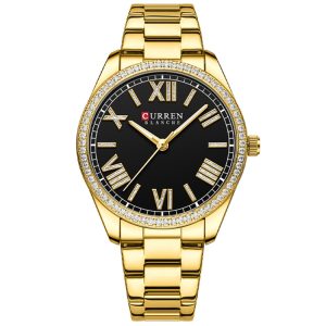 Curren Blanche Gold & Black Crystal-Encrusted Women's Watch