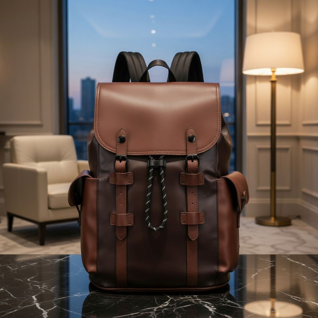 Premium Dual-Tone Leather Heritage Backpack - Image 2