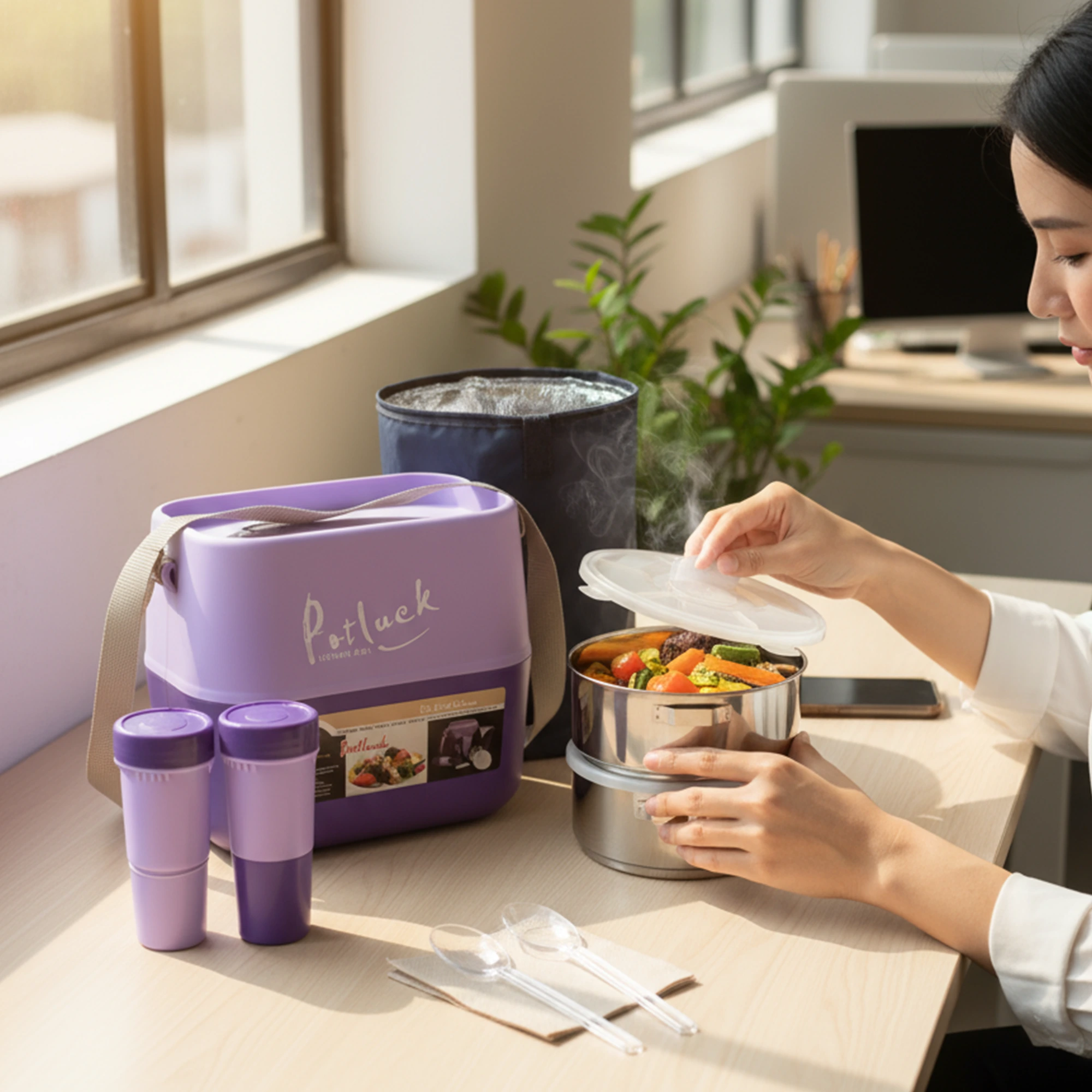Potluck Insulated Lunch Box - Purple Two-Tone - Image 3