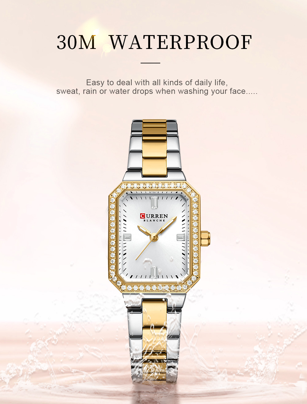 Curren luxury-style rectangular quartz watch for women - Image 2