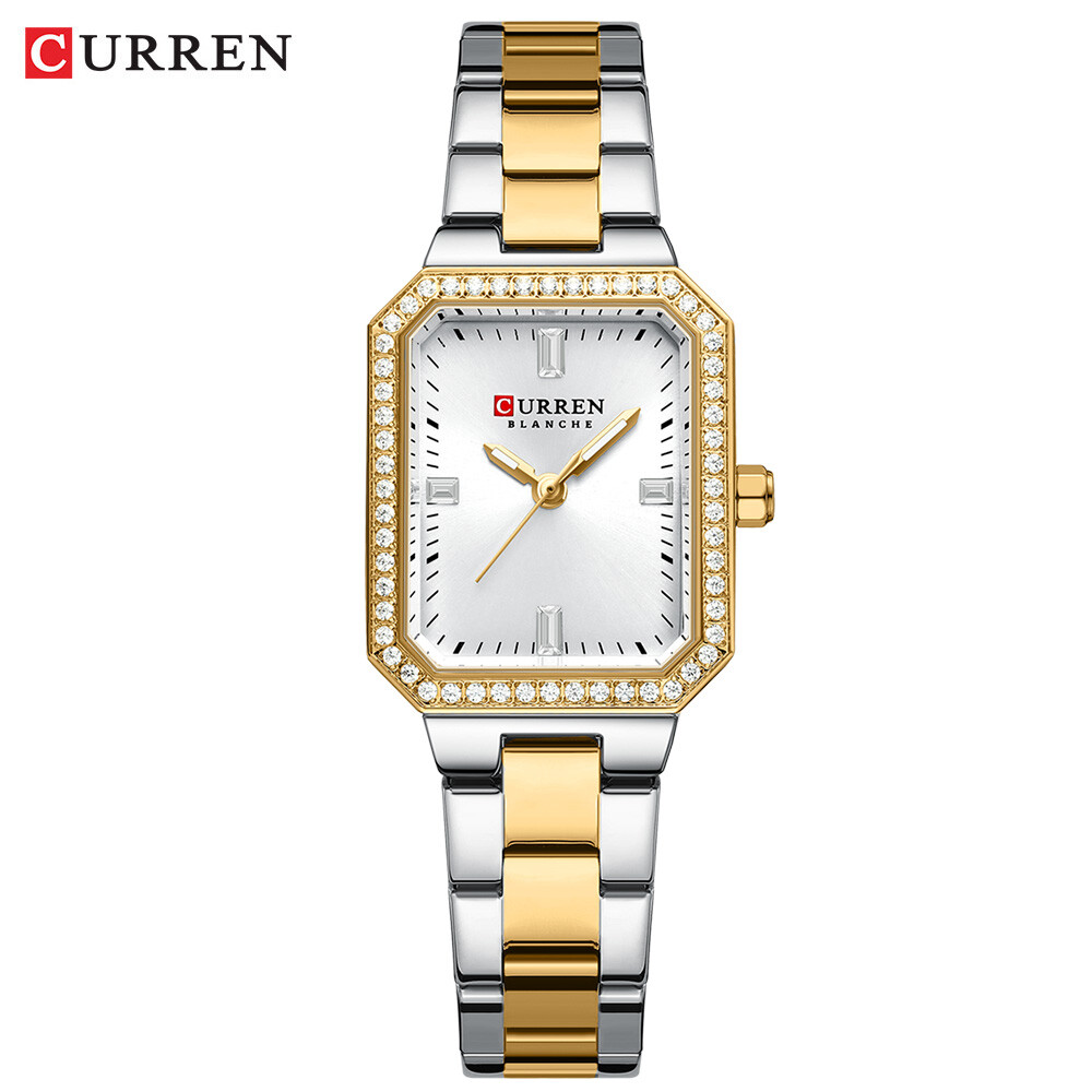 Curren luxury-style rectangular quartz watch for women